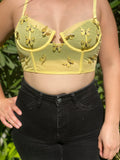 Sophia Mesh Butterfly Bralette Top- Yellow