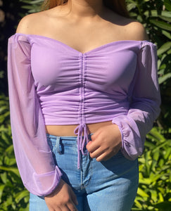 Chole Long Sleeve Shoulder Top- Lilac