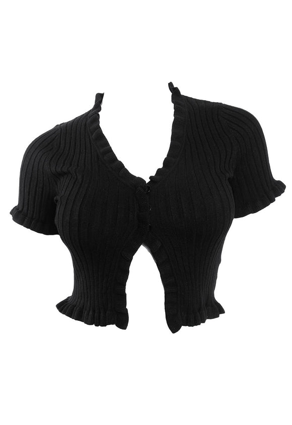 Jenny Crop Knit Top- Black